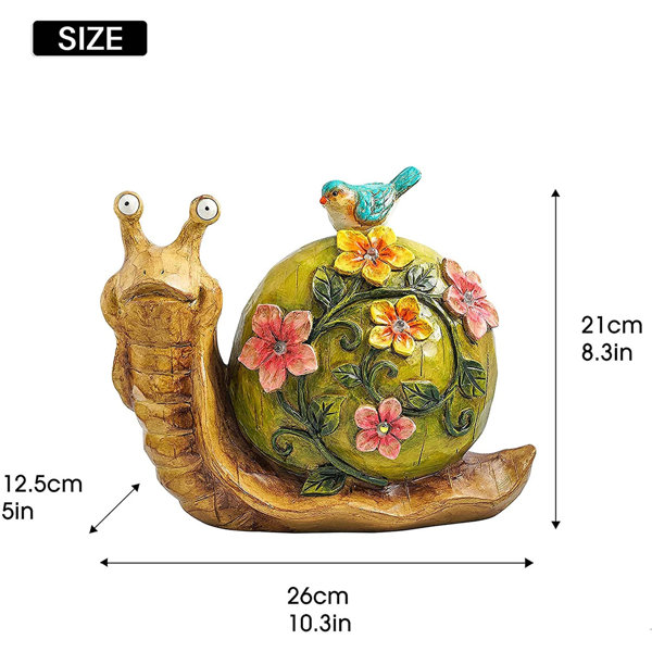 DELCY Solar Snail Garden Statue Outdoor Decor,Resin 3D Relief Snail Animal Sculpture, Garden